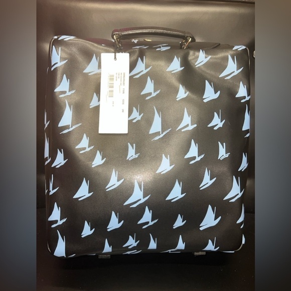 MARNI Spring/Summer 2018 Unisex Blue Leather Sailboat Patterned Satchel Bag - Picture 9 of 17